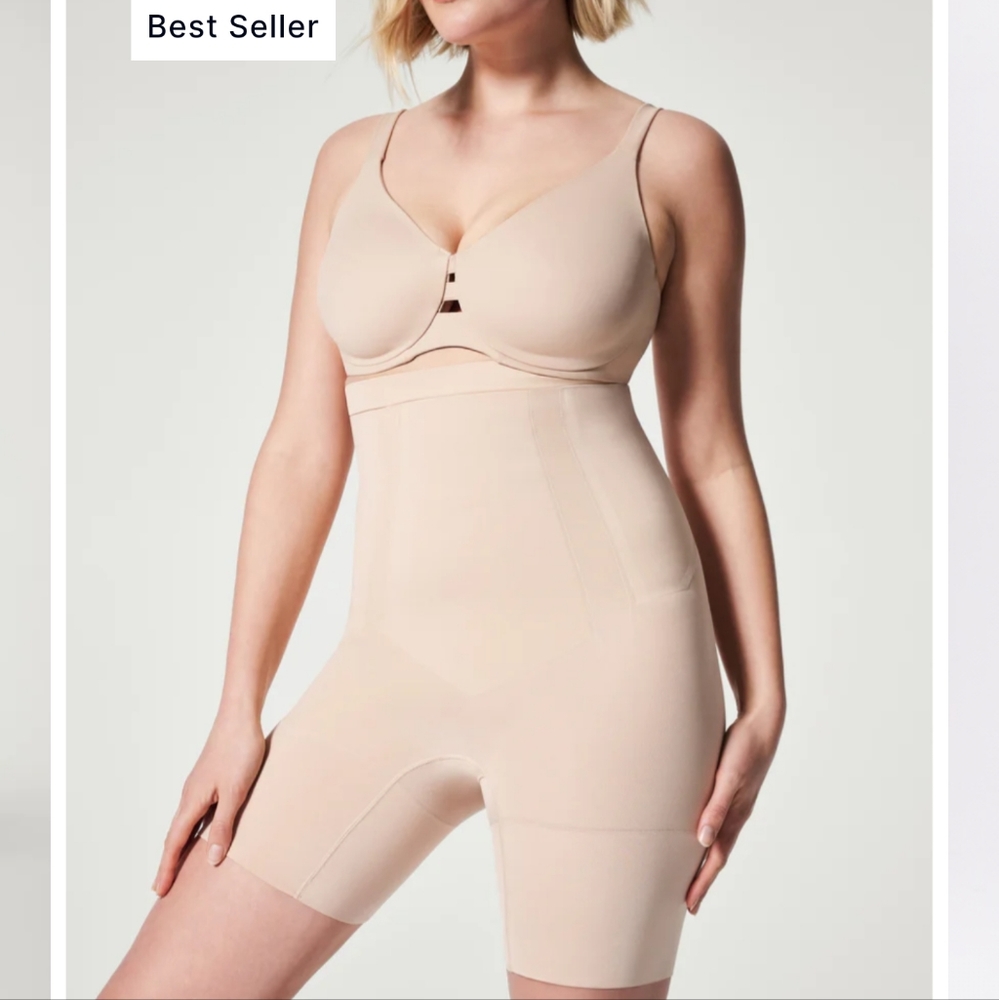 SPANX NWOT power Shaper open gusset w bra loop holes nude high-waisted - Picture 1 of 13